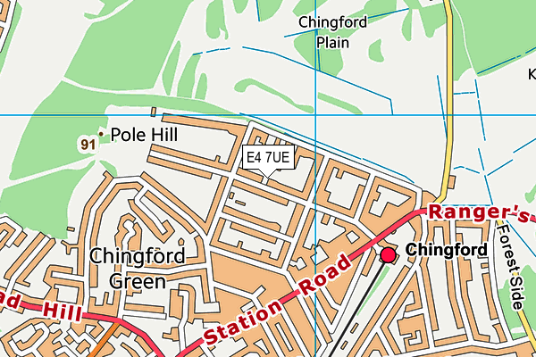 E4 7UE map - OS VectorMap District (Ordnance Survey)