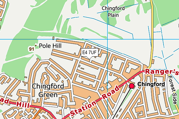 E4 7UF map - OS VectorMap District (Ordnance Survey)