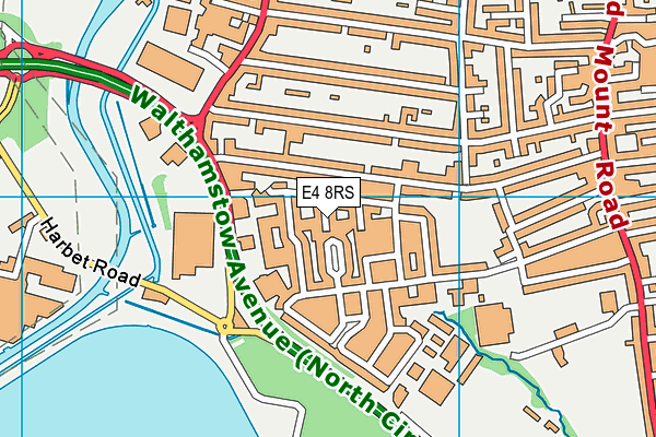 E4 8RS map - OS VectorMap District (Ordnance Survey)