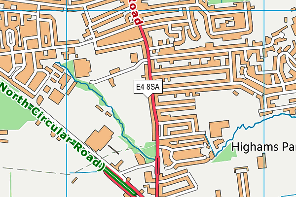 Bannatyne Health Club (Chingford) map (E4 8SA) - OS VectorMap District (Ordnance Survey)