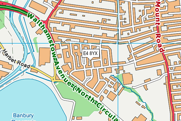 E4 8YX map - OS VectorMap District (Ordnance Survey)