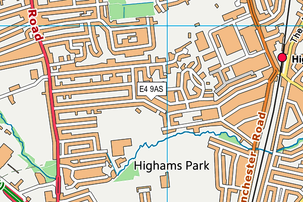 E4 9AS map - OS VectorMap District (Ordnance Survey)