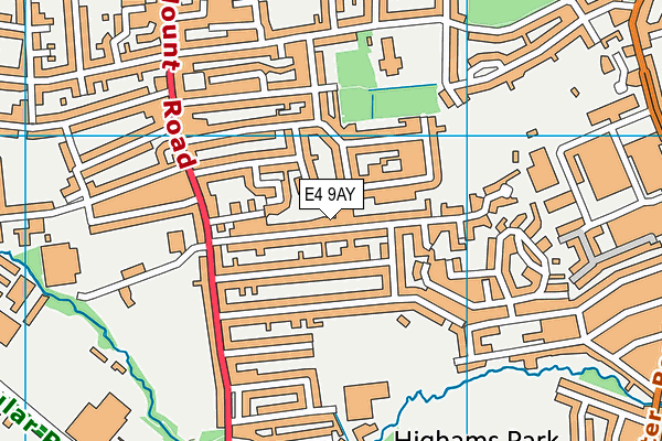 E4 9AY map - OS VectorMap District (Ordnance Survey)