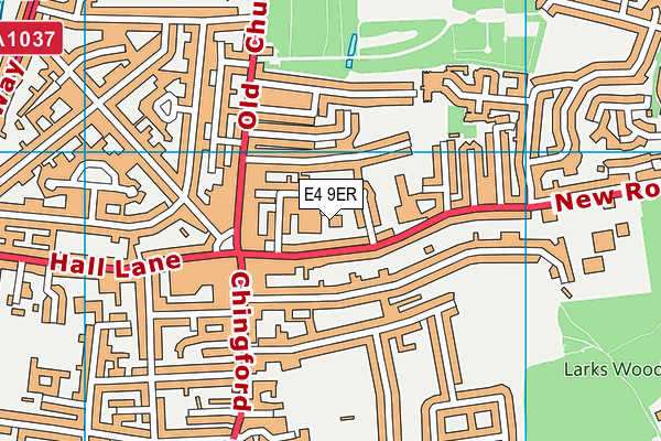 E4 9ER map - OS VectorMap District (Ordnance Survey)