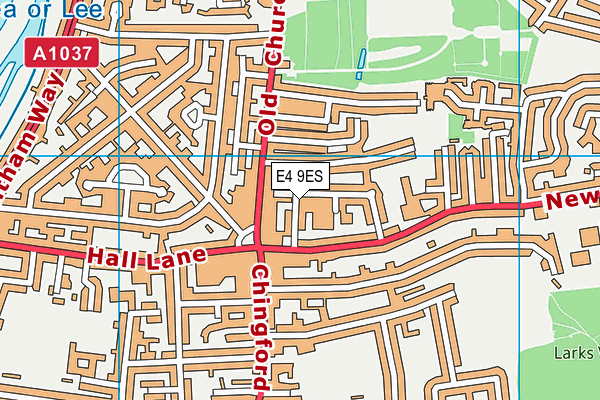 E4 9ES map - OS VectorMap District (Ordnance Survey)