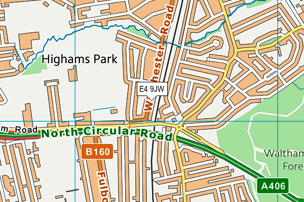 E4 9JW map - OS VectorMap District (Ordnance Survey)