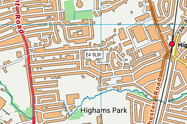 E4 9LW map - OS VectorMap District (Ordnance Survey)
