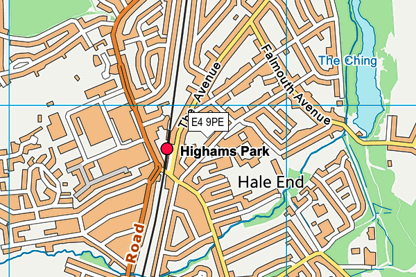 E4 9PE map - OS VectorMap District (Ordnance Survey)