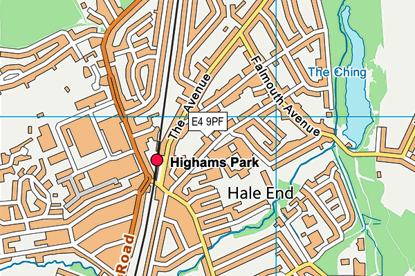 E4 9PF map - OS VectorMap District (Ordnance Survey)