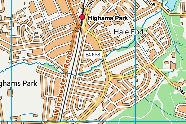 E4 9PS map - OS VectorMap District (Ordnance Survey)