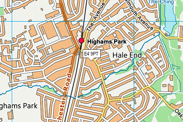 E4 9PT map - OS VectorMap District (Ordnance Survey)