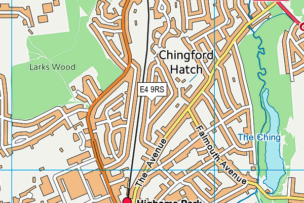 E4 9RS map - OS VectorMap District (Ordnance Survey)