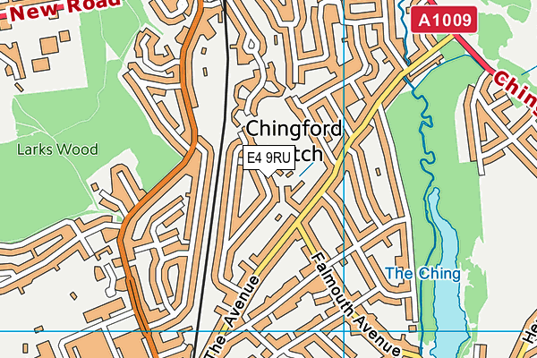 E4 9RU map - OS VectorMap District (Ordnance Survey)