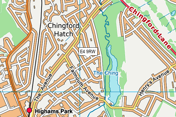 E4 9RW map - OS VectorMap District (Ordnance Survey)