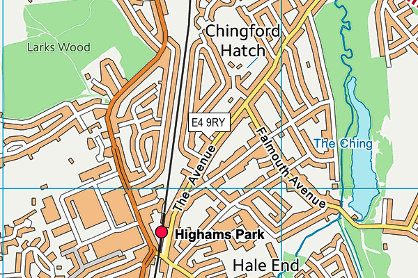 E4 9RY map - OS VectorMap District (Ordnance Survey)