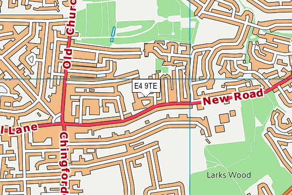 E4 9TE map - OS VectorMap District (Ordnance Survey)