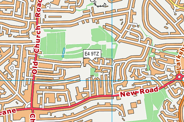 E4 9TZ map - OS VectorMap District (Ordnance Survey)