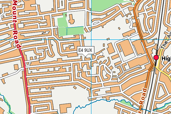 E4 9UX map - OS VectorMap District (Ordnance Survey)