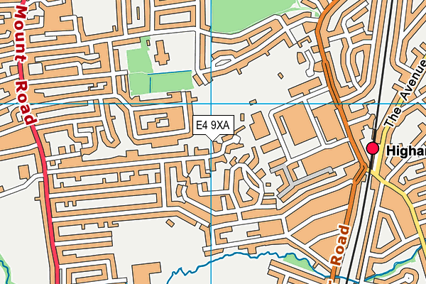 E4 9XA map - OS VectorMap District (Ordnance Survey)