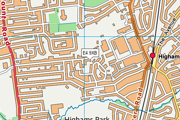 E4 9XB map - OS VectorMap District (Ordnance Survey)