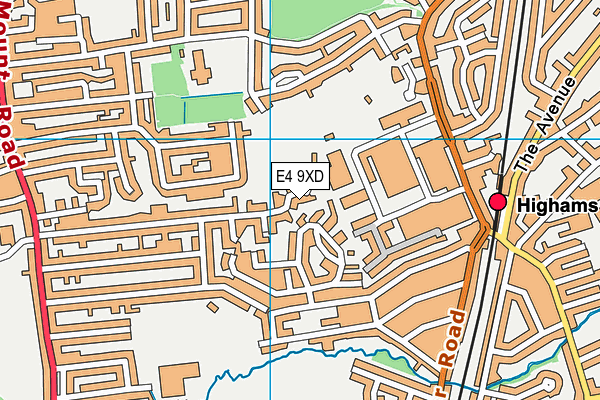 E4 9XD map - OS VectorMap District (Ordnance Survey)