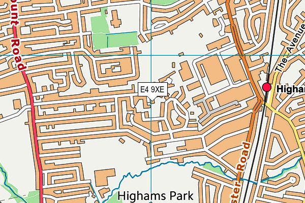 E4 9XE map - OS VectorMap District (Ordnance Survey)