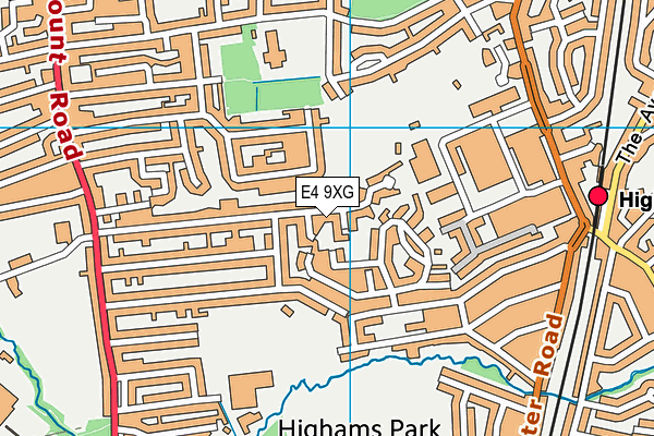 E4 9XG map - OS VectorMap District (Ordnance Survey)