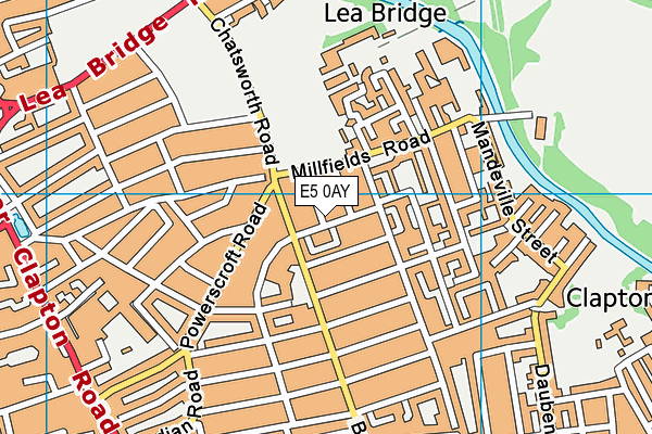 E5 0AY map - OS VectorMap District (Ordnance Survey)