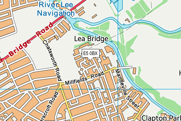 E5 0BX map - OS VectorMap District (Ordnance Survey)