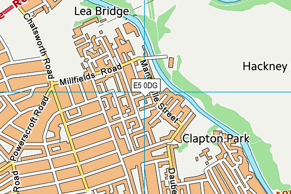 E5 0DG map - OS VectorMap District (Ordnance Survey)