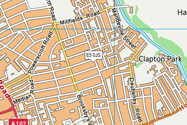 E5 0JS map - OS VectorMap District (Ordnance Survey)