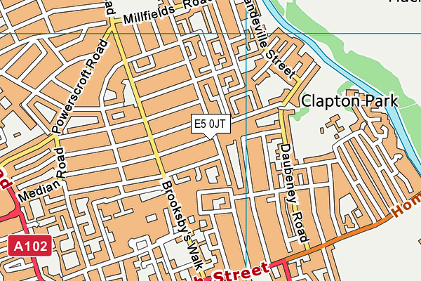 E5 0JT map - OS VectorMap District (Ordnance Survey)