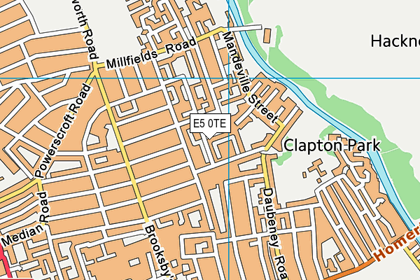 E5 0TE map - OS VectorMap District (Ordnance Survey)