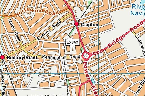 E5 8AX map - OS VectorMap District (Ordnance Survey)