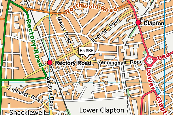 E5 8BF map - OS VectorMap District (Ordnance Survey)