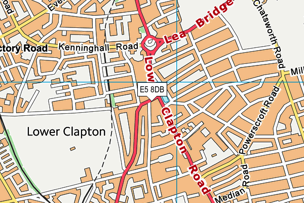 E5 8DB map - OS VectorMap District (Ordnance Survey)