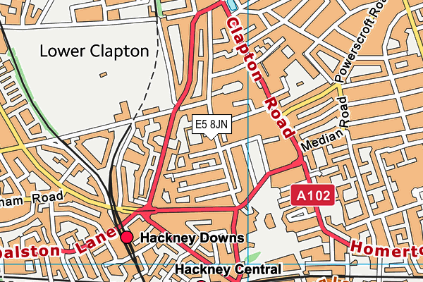 E5 8JN map - OS VectorMap District (Ordnance Survey)