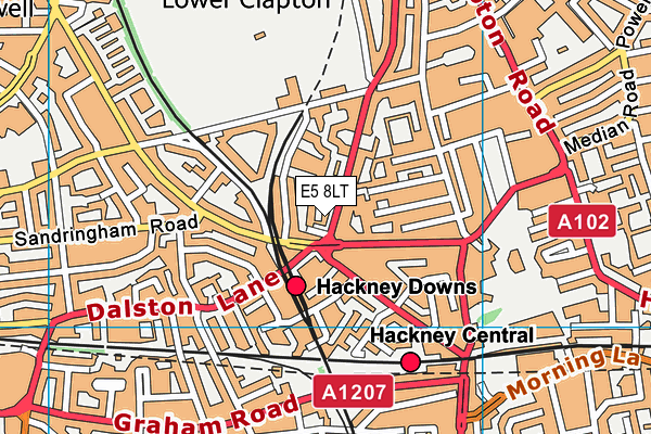 E5 8LT map - OS VectorMap District (Ordnance Survey)