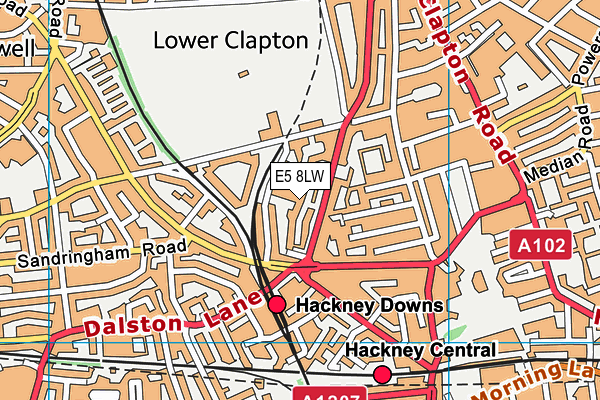 E5 8LW map - OS VectorMap District (Ordnance Survey)