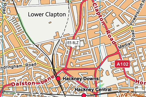 E5 8LZ map - OS VectorMap District (Ordnance Survey)