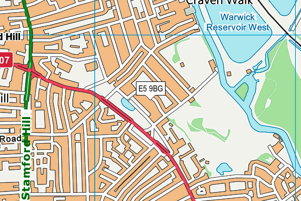 E5 9BG map - OS VectorMap District (Ordnance Survey)