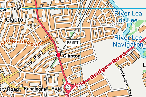 E5 9PT map - OS VectorMap District (Ordnance Survey)