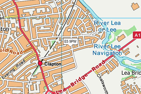 E5 9PW map - OS VectorMap District (Ordnance Survey)