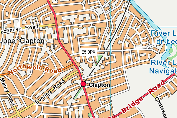 E5 9PX map - OS VectorMap District (Ordnance Survey)