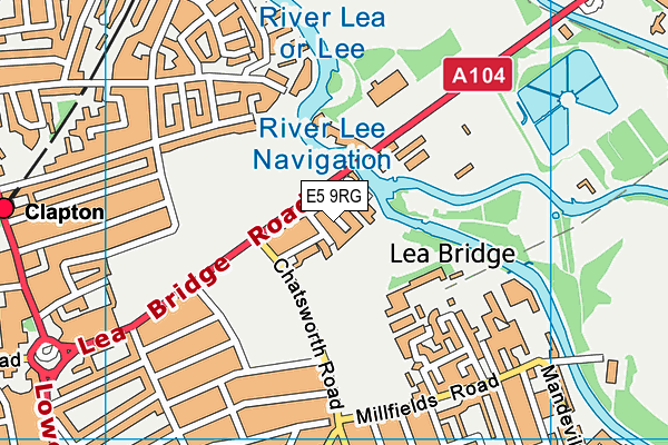 E5 9RG map - OS VectorMap District (Ordnance Survey)