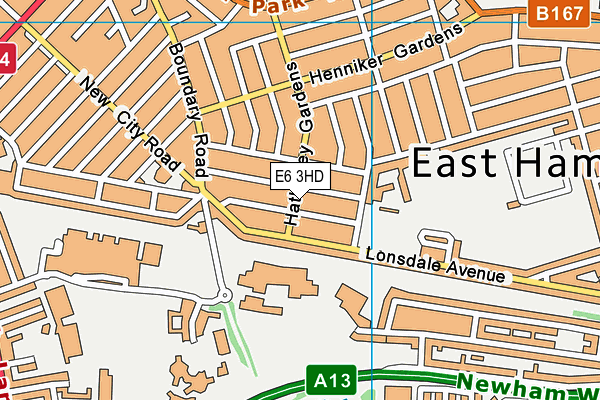 E6 3HD map - OS VectorMap District (Ordnance Survey)