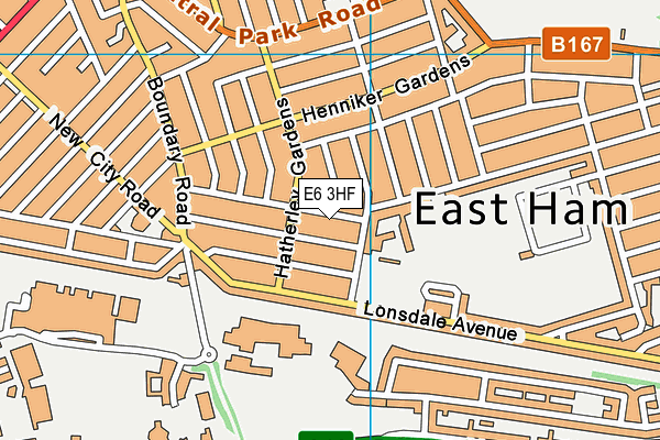 E6 3HF map - OS VectorMap District (Ordnance Survey)