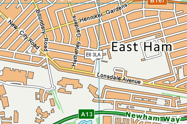 E6 3LA map - OS VectorMap District (Ordnance Survey)