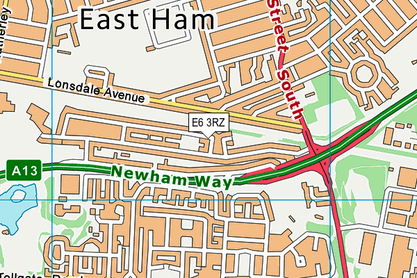 E6 3RZ map - OS VectorMap District (Ordnance Survey)