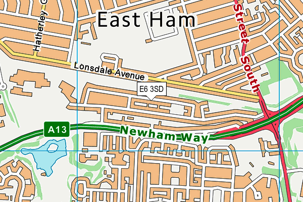 E6 3SD map - OS VectorMap District (Ordnance Survey)